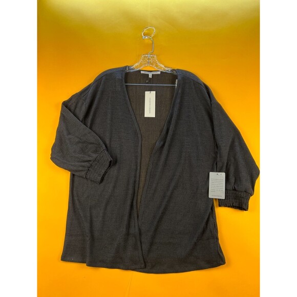 Collective Concepts Ribbed Hacci Cardigan Black Womens 1X Plus Open Front NWT - Picture 3 of 9